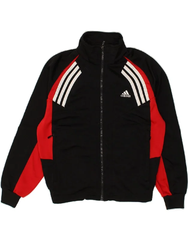 men's quilted jackets for winter -ADIDAS Boys Graphic Tracksuit Top Jacket 11-12 Years Black Colourblock