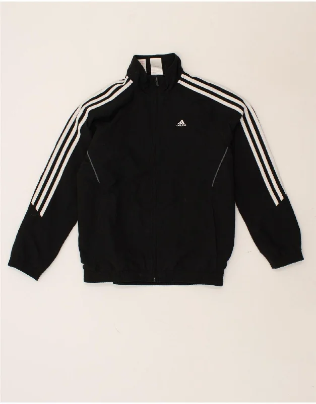 men's formal jackets -ADIDAS Boys Graphic Tracksuit Top Jacket 11-12 Years Black Polyester