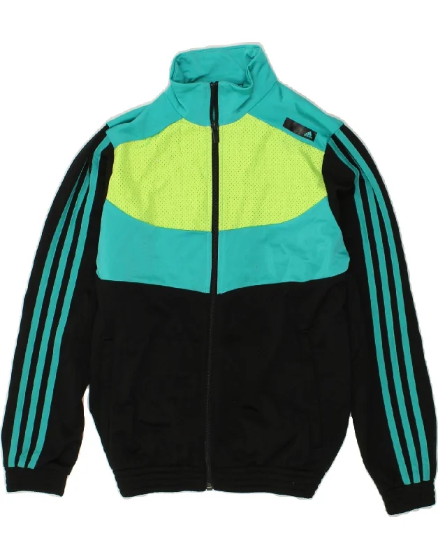 men's sports jackets for work -ADIDAS Boys Graphic Tracksuit Top Jacket 11-12 Years Green Colourblock