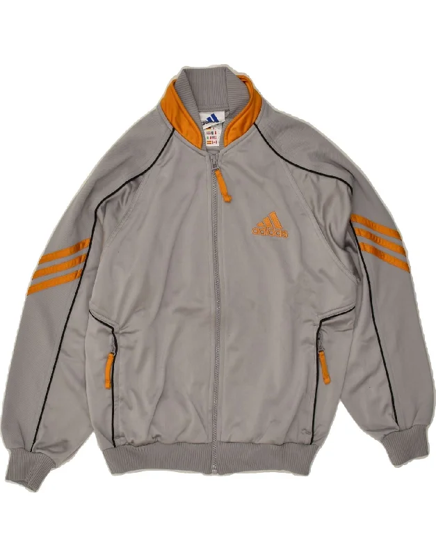 men's classic leather jackets -ADIDAS Boys Graphic Tracksuit Top Jacket 11-12 Years Grey Polyester