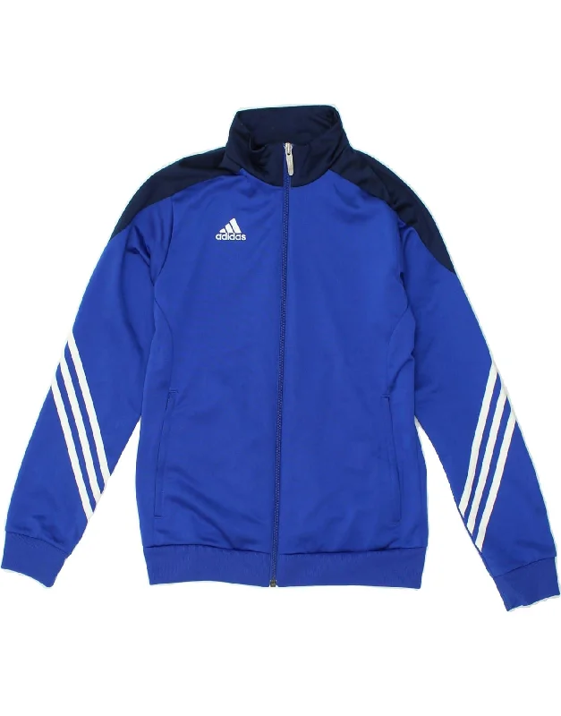 men's stylish parkas -ADIDAS Boys Graphic Tracksuit Top Jacket 11-12 Years Large Blue