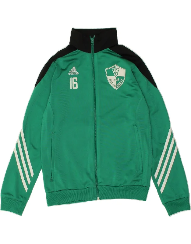 men's fashionable outer jackets -ADIDAS Boys Graphic Tracksuit Top Jacket 11-12 Years Large Green