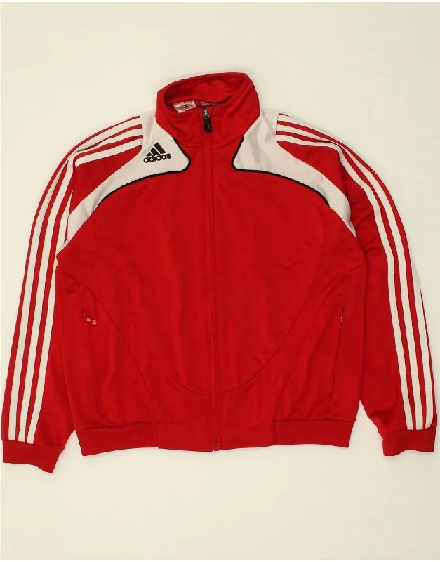 men's fashionable winter jackets -ADIDAS Boys Graphic Tracksuit Top Jacket 11-12 Years Large Red Colourblock