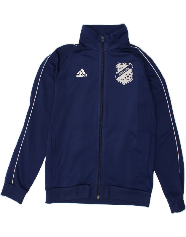 men's winter jackets with hood -ADIDAS Boys Graphic Tracksuit Top Jacket 11-12 Years Navy Blue Polyester