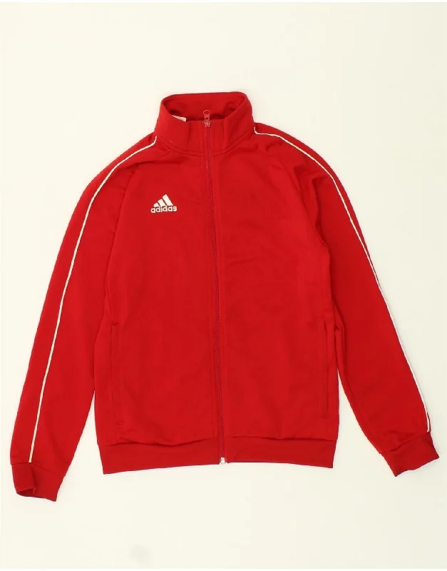 men's stylish parkas -ADIDAS Boys Graphic Tracksuit Top Jacket 11-12 Years Red Polyester