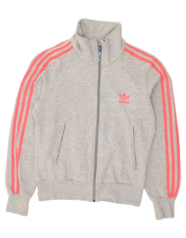 men's performance jackets -ADIDAS Boys Graphic Tracksuit Top Jacket 12-13 Years Grey Cotton