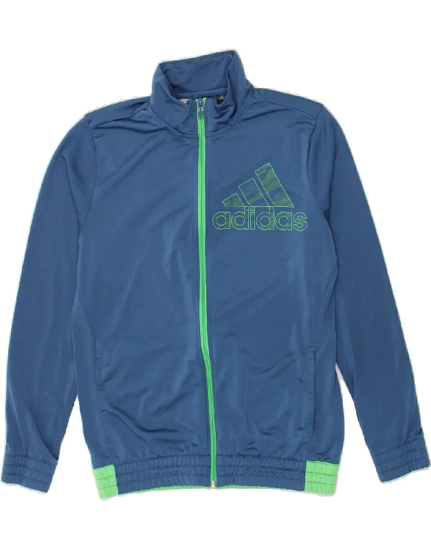 men's down jackets -ADIDAS Boys Graphic Tracksuit Top Jacket 13-14 Years Blue