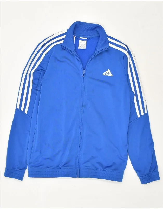 men's softshell winter jackets -ADIDAS Boys Graphic Tracksuit Top Jacket 13-14 Years Blue Polyester