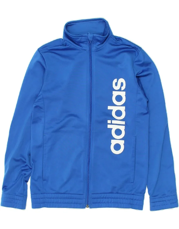 men's lightweight jackets -ADIDAS Boys Graphic Tracksuit Top Jacket 13-14 Years Blue