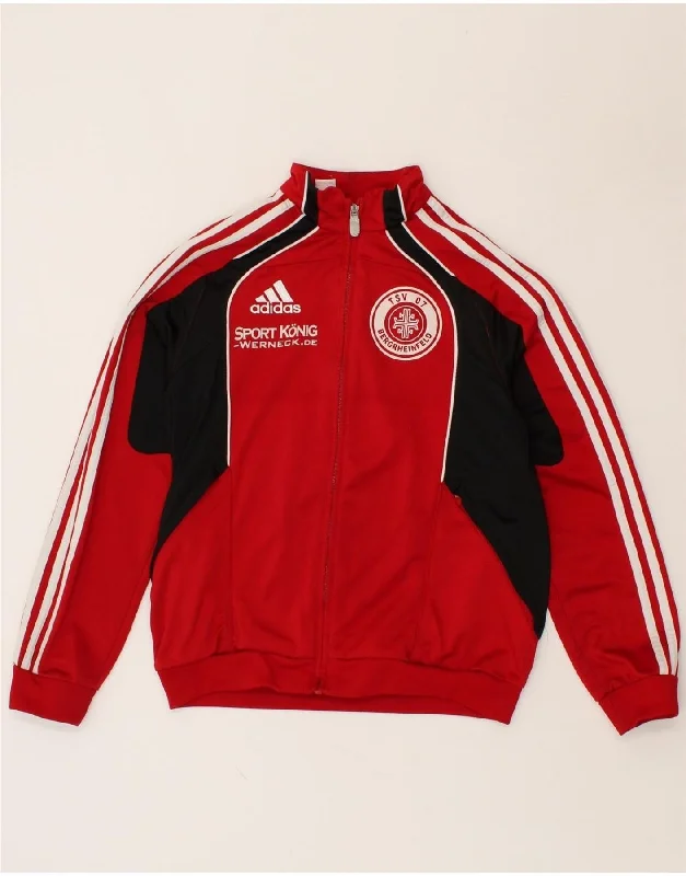 men's warm parkas for winter -ADIDAS Boys Graphic Tracksuit Top Jacket 13-14 Years Red Colourblock