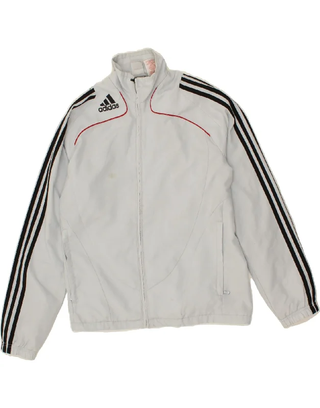 men's classic leather jackets -ADIDAS Boys Graphic Tracksuit Top Jacket 13-14 Years XL Grey Polyester