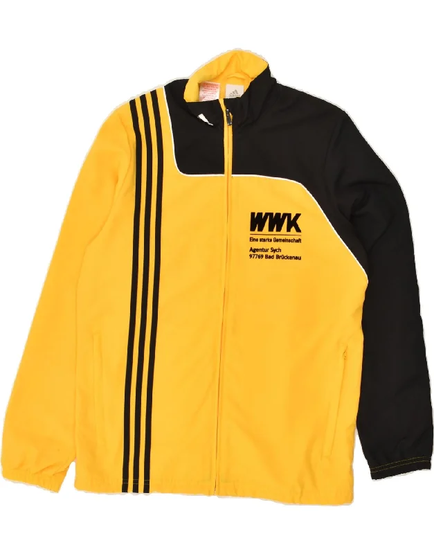 men's outdoor adventure jackets -ADIDAS Boys Graphic Tracksuit Top Jacket 13-14 Years Yellow Colourblock