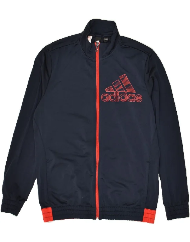 men's versatile jackets for fall -ADIDAS Boys Graphic Tracksuit Top Jacket 15-16 Years Navy Blue Polyester