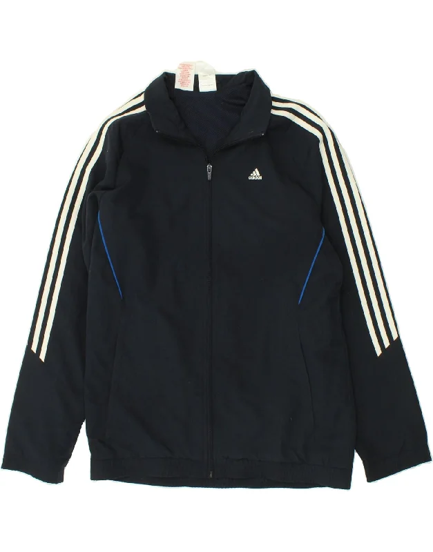 men's lightweight outdoor jackets -ADIDAS Boys Graphic Tracksuit Top Jacket 15-16 Years Navy Blue Polyester