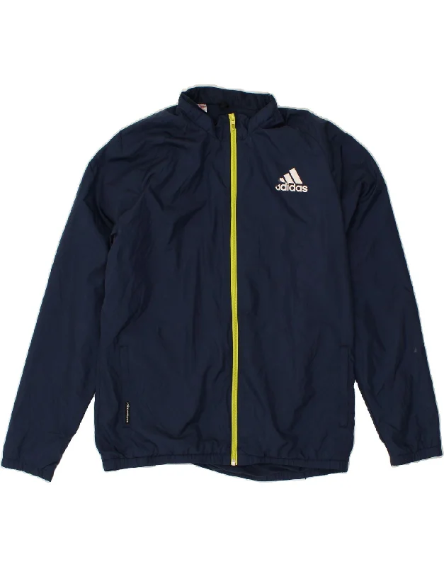 men's sports jackets -ADIDAS Boys Graphic Tracksuit Top Jacket 15-16 Years Navy Blue Polyester