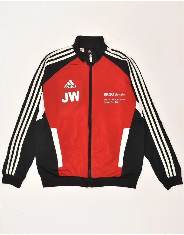 men's puffer jackets -ADIDAS Boys Graphic Tracksuit Top Jacket 15-16 Years Red Colourblock