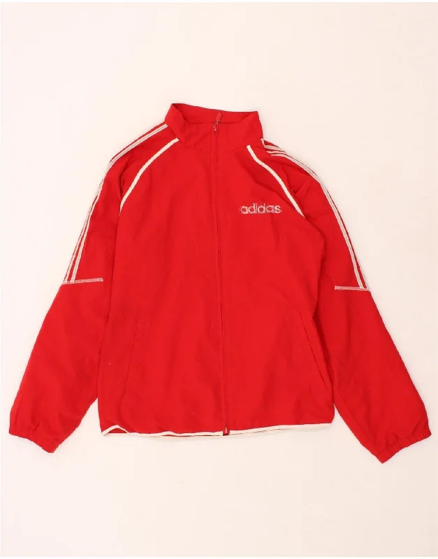 men's long sleeve jackets -ADIDAS Boys Graphic Tracksuit Top Jacket 15-16 Years Red Polyester