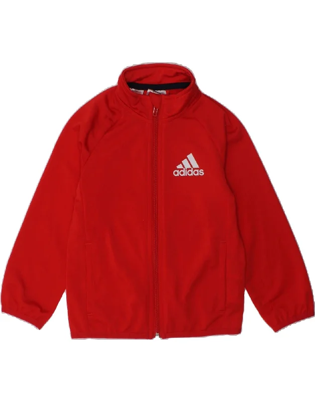 men's softshell jackets -ADIDAS Boys Graphic Tracksuit Top Jacket 2-3 Years Red Polyester