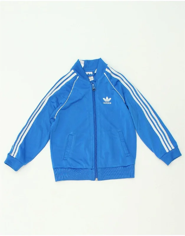 men's military jackets -ADIDAS Boys Graphic Tracksuit Top Jacket 3-4 Years Blue Polyester