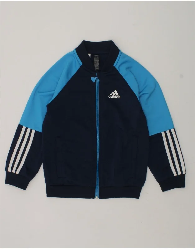 men's versatile jackets for fall -ADIDAS Boys Graphic Tracksuit Top Jacket 3-4 Years Navy Blue Colourblock