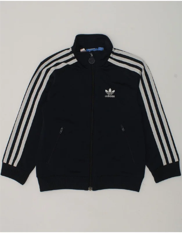 men's stylish jackets for winter -ADIDAS Boys Graphic Tracksuit Top Jacket 5-6 Years Navy Blue Polyester