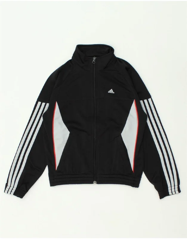 men's performance jackets -ADIDAS Boys Graphic Tracksuit Top Jacket 9-10 Years Black Colourblock