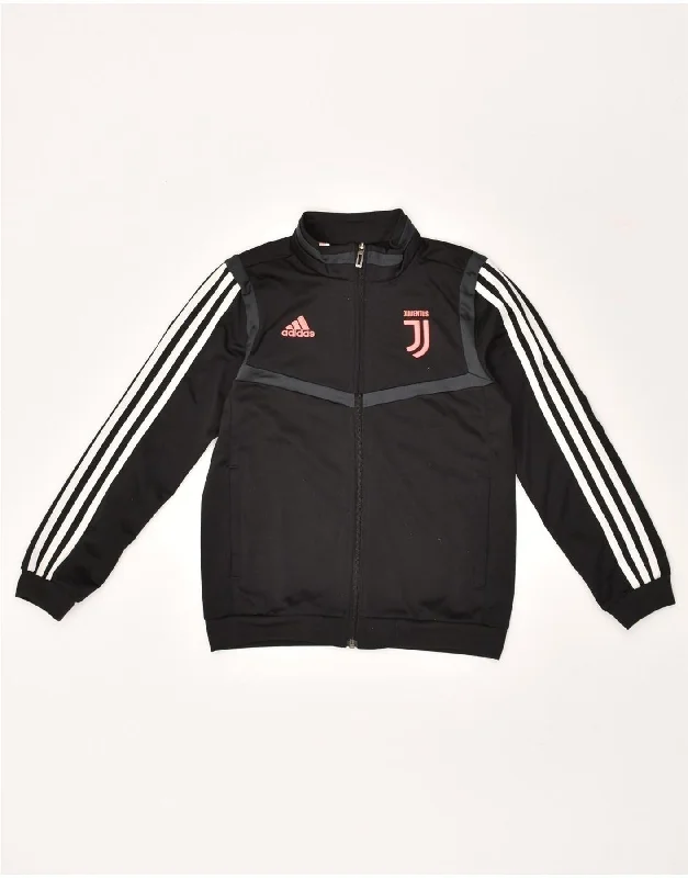 men's casual outerwear jackets -ADIDAS Boys Graphic Tracksuit Top Jacket 9-10 Years Black Polyester