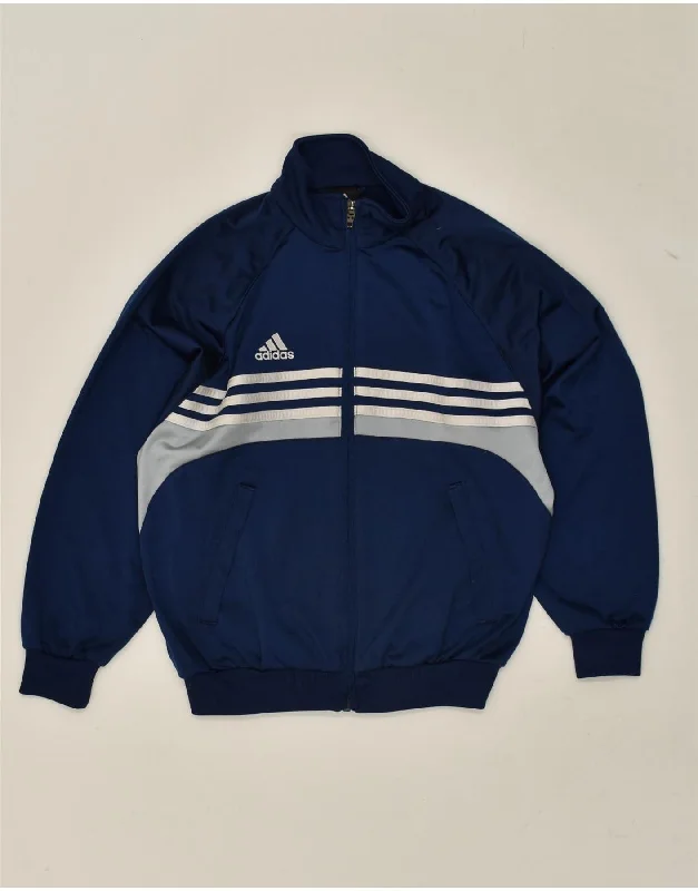 men's winter jackets with hood -ADIDAS Boys Graphic Tracksuit Top Jacket 9-10 Years Medium Navy Blue