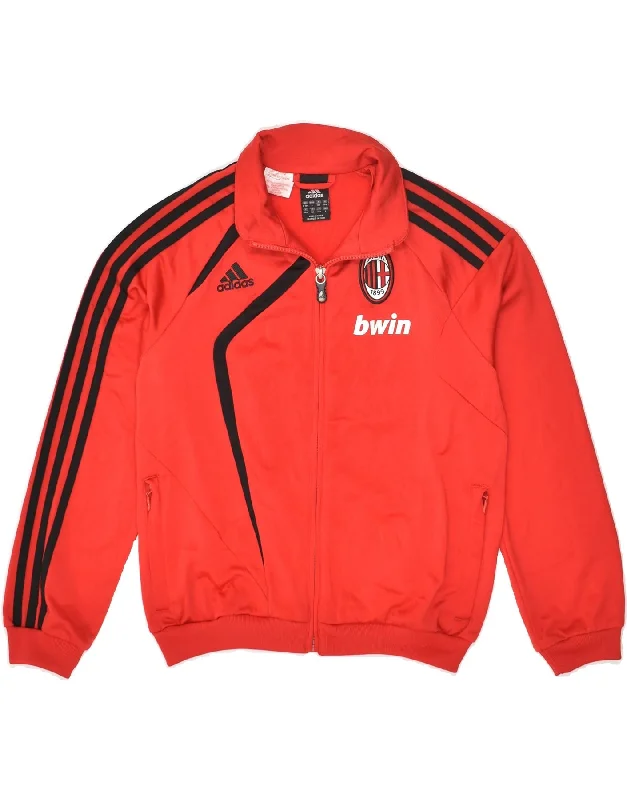 men's workwear jackets -ADIDAS Boys Graphic Tracksuit Top Jacket 9-10 Years Red Polyester