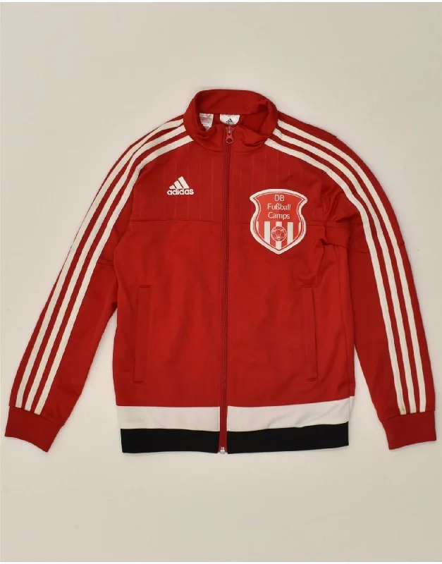 men's sports jackets -ADIDAS Boys Graphic Tracksuit Top Jacket 9-10 Years Small  Red Colourblock