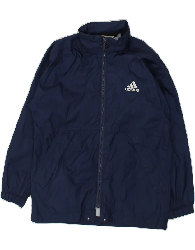 men's fleece jackets -ADIDAS Boys Hooded Rain Jacket 9-10 Years Navy Blue