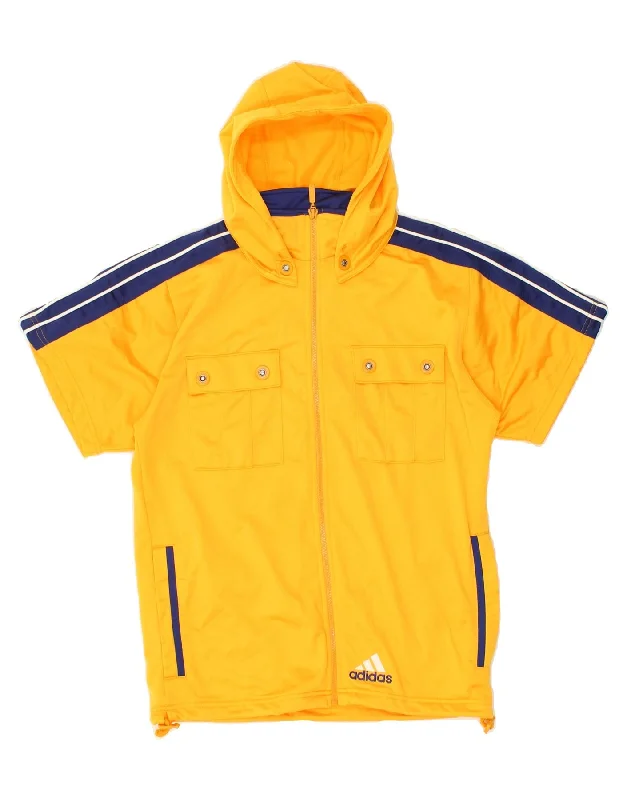 men's vintage jackets -ADIDAS Boys Hooded Short Sleeve Tracksuit Top Jacket 13-14 Years XL Yellow