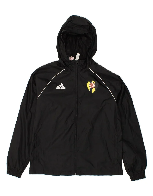 men's stylish outdoor jackets -ADIDAS Boys Hooded Tracksuit Top Jacket 13-14 Years Black Polyester