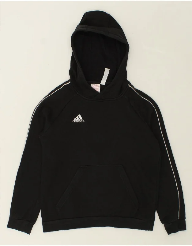 men's eco-friendly hoodies -ADIDAS Boys Hoodie Jumper 11-12 Years Black Cotton