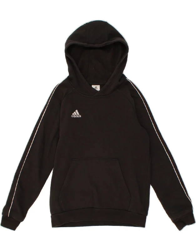 men's soft cotton hoodies -ADIDAS Boys Hoodie Jumper 11-12 Years Black Cotton