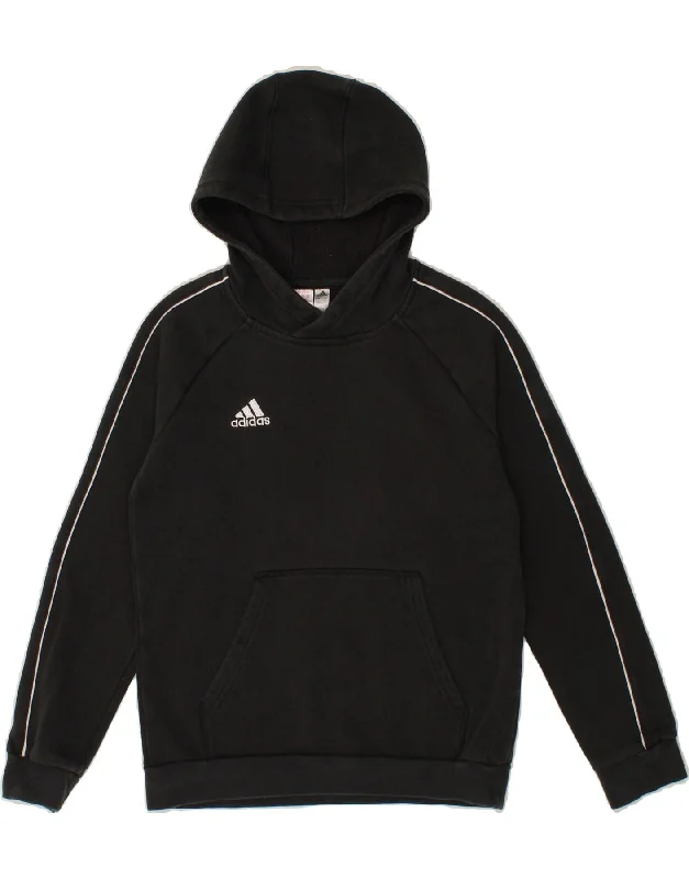 men's printed fleece sweatshirts -ADIDAS Boys Hoodie Jumper 11-12 Years Black Cotton