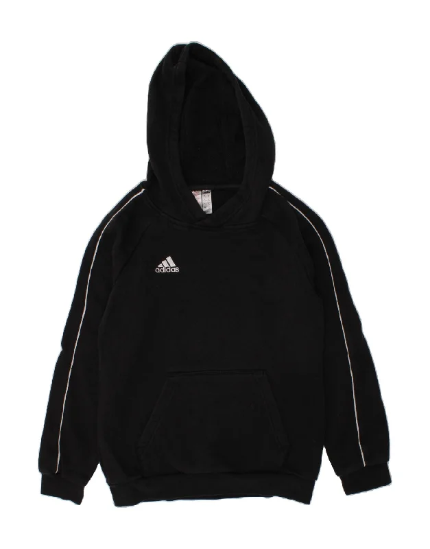 men's workout hoodies -ADIDAS Boys Hoodie Jumper 11-12 Years Black Cotton