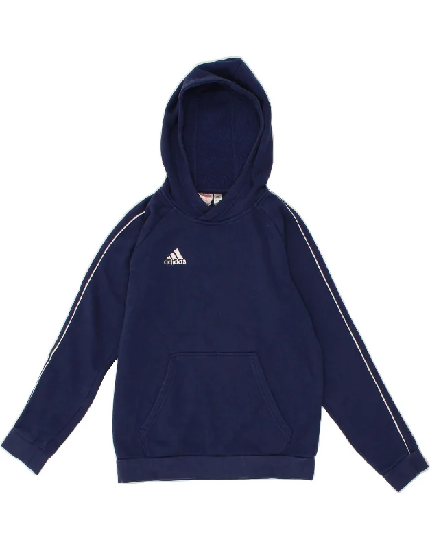 men's hoodie with bold prints -ADIDAS Boys Hoodie Jumper 11-12 Years Navy Blue Cotton