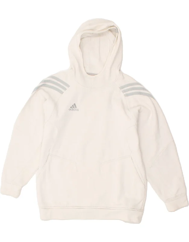 men's hoodie sweatshirt for weekend -ADIDAS Boys Hoodie Jumper 12-13 Years White Cotton