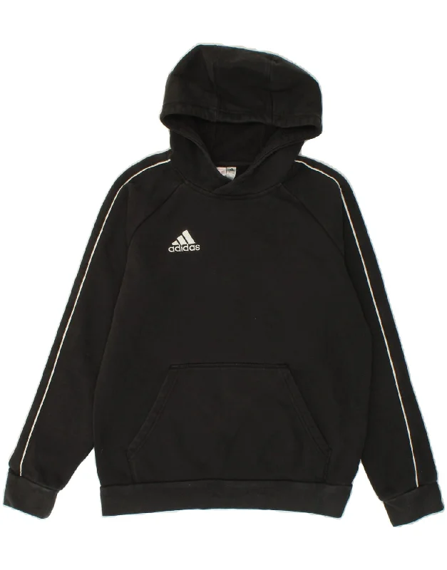 men's warm hoodie jackets -ADIDAS Boys Hoodie Jumper 13-14 Years Black Cotton