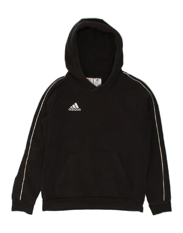 men's printed fleece sweatshirts -ADIDAS Boys Hoodie Jumper 13-14 Years Black Cotton