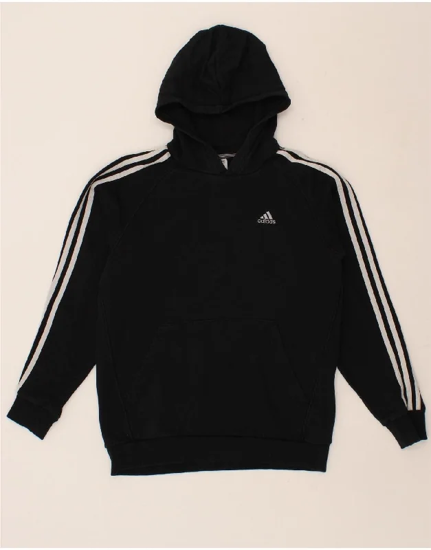 men's athletic hoodies -ADIDAS Boys Hoodie Jumper 13-14 Years Black Cotton