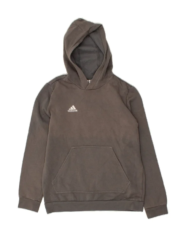 men's streetwear hoodies -ADIDAS Boys Hoodie Jumper 13-14 Years Grey Cotton