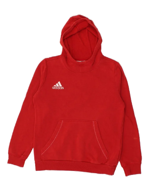 men's zip-up sweatshirts for gym -ADIDAS Boys Hoodie Jumper 13-14 Years Red Cotton