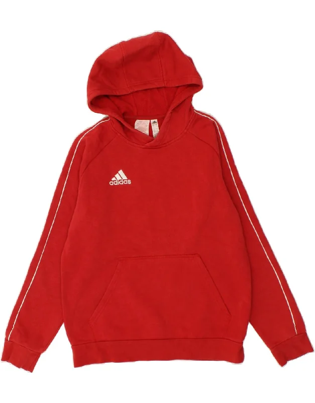 men's stylish pullover sweatshirts -ADIDAS Boys Hoodie Jumper 13-14 Years  Red Cotton