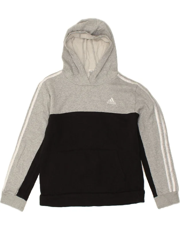 men's cotton hoodies -ADIDAS Boys Hoodie Jumper 14-15 Years Large  Black Colourblock Cotton