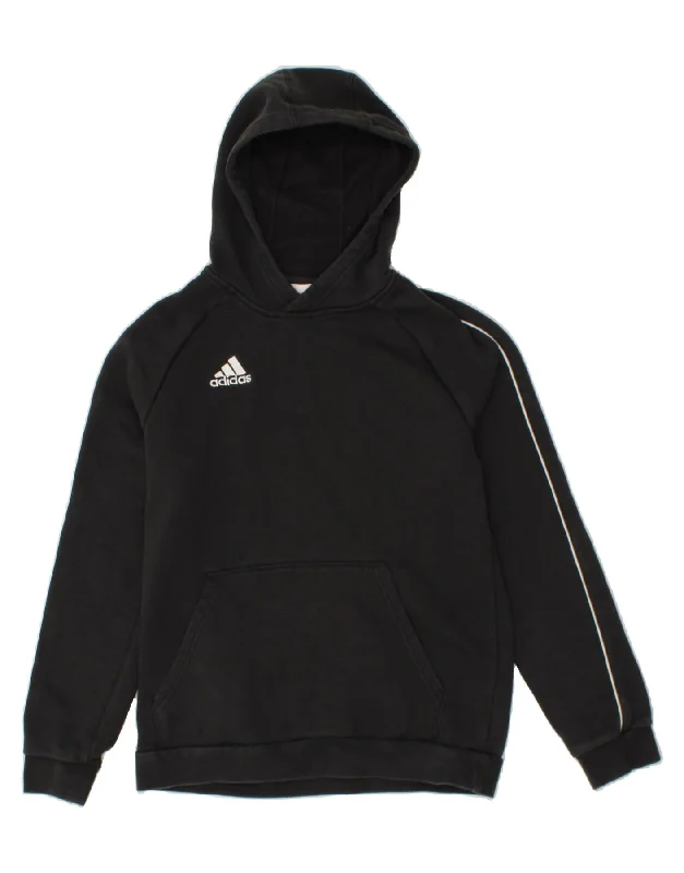 men's zip-up sweatshirts for gym -ADIDAS Boys Hoodie Jumper 15-16 Years Black Cotton