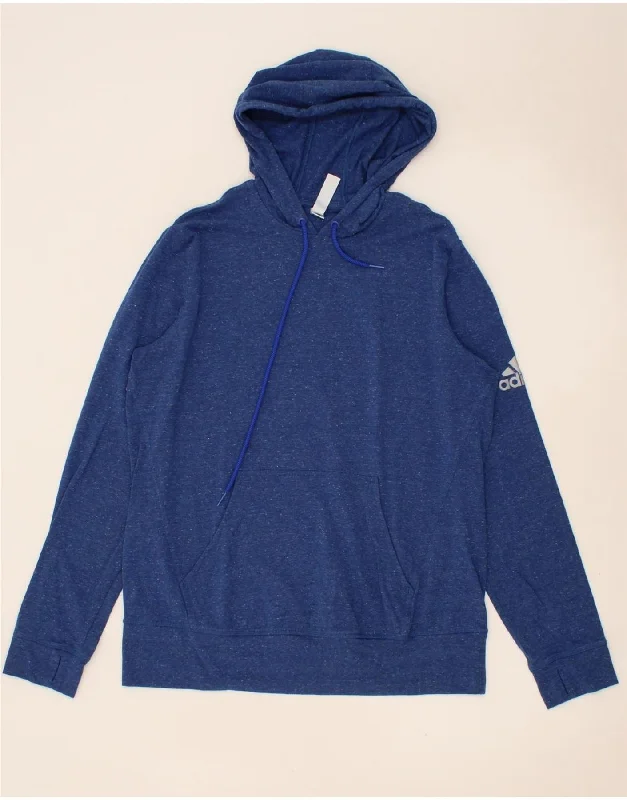 men's zip-up hoodies for winter -ADIDAS Boys Hoodie Jumper 15-16 Years Large  Blue Flecked Cotton