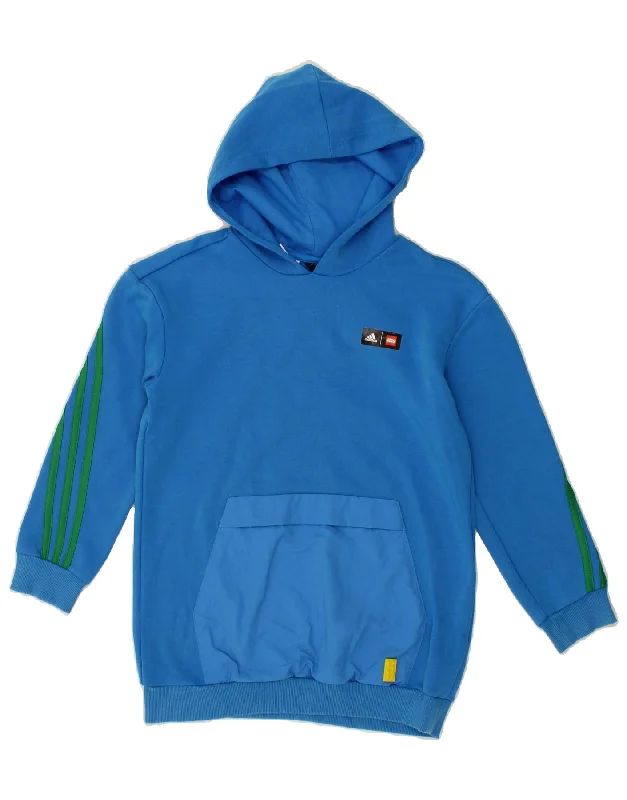 men's hoodie with designs -ADIDAS Boys Hoodie Jumper 9-10 Years Blue Cotton