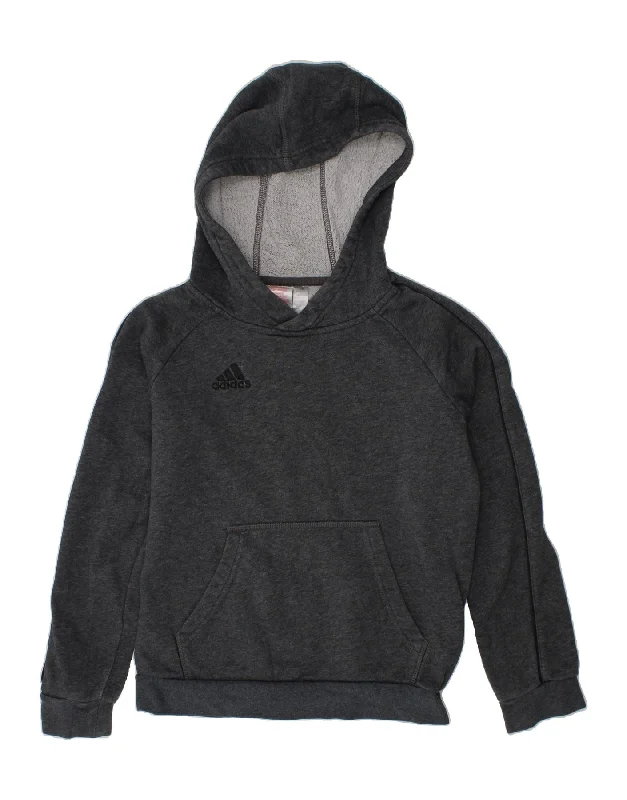 men's performance hoodies -ADIDAS Boys Hoodie Jumper 9-10 Years Grey Cotton